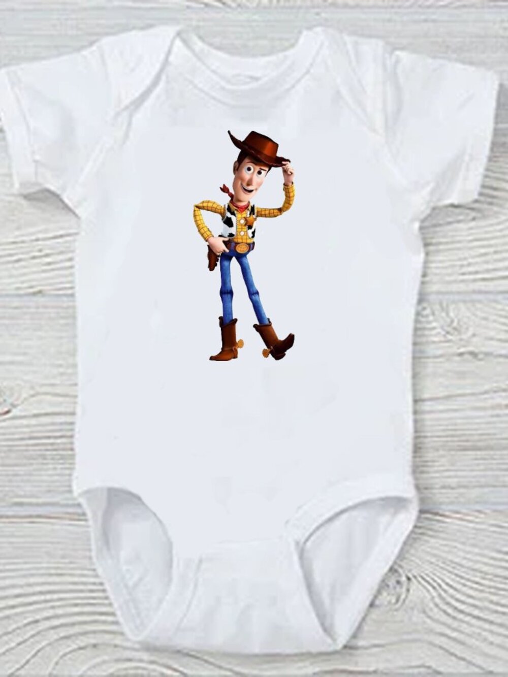 Toy Story Woody Custom Printed Baby Onesie